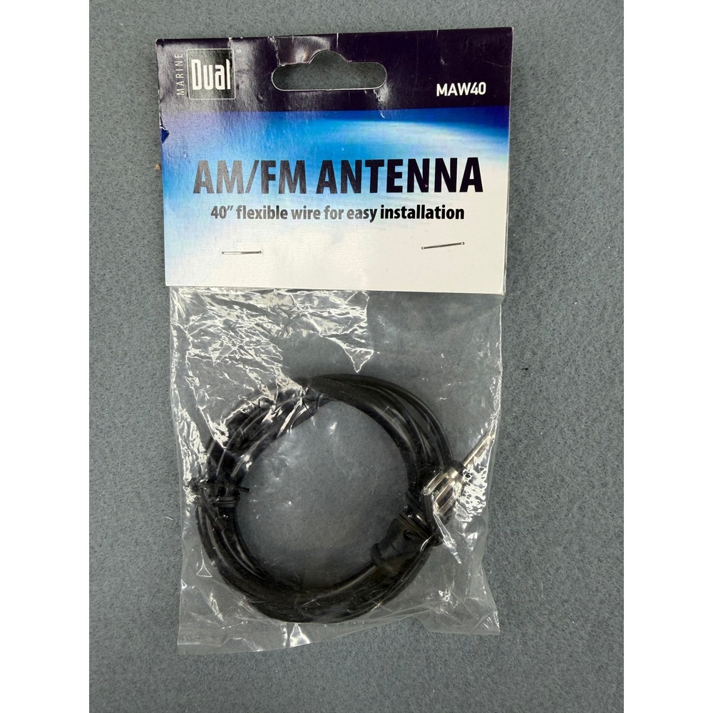 Dual AM/FM Antenna Marine 40" Black Flexible Wire MAW40 Boat Radio Accessory